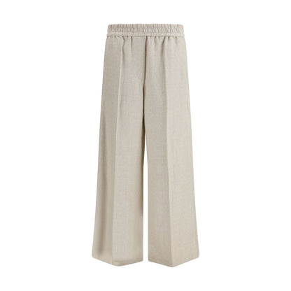 Beige Linen Casual Pants