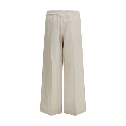 Beige Linen Casual Pants