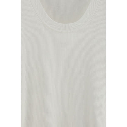 Beige Cotton Sleeveles T-Shirt