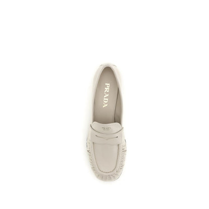 Beige Calf Leather Bos Taurus Slip-On Loafers