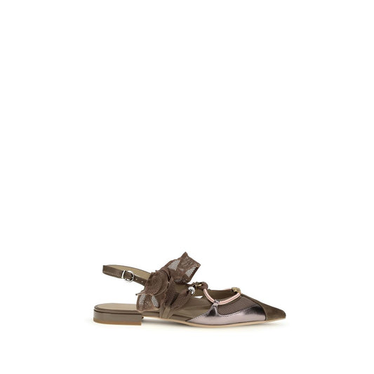 Brown Calf Leather Bos Taurus Ballet Flats