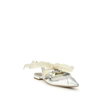 Silver Calf Leather Bos Taurus Ballet Flats