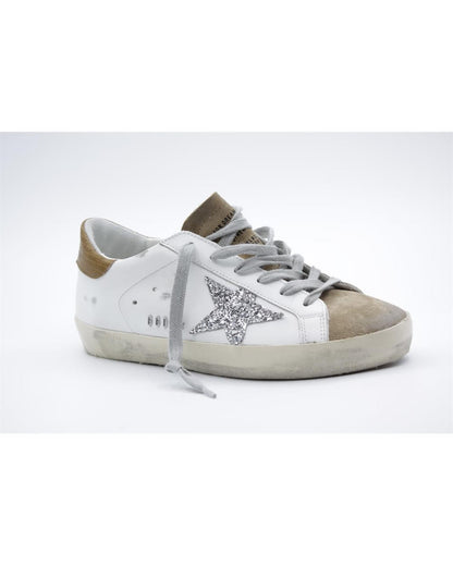 Brown Leather And Textile Low Top Sneakers