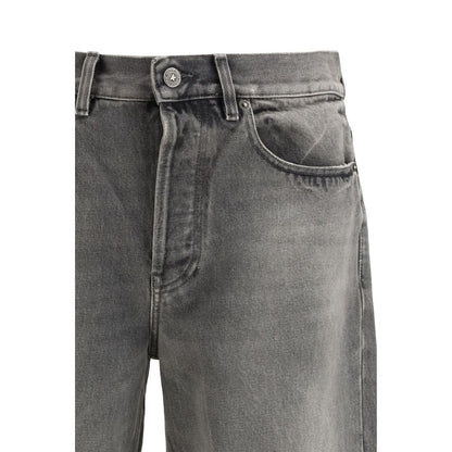 Gray Cotton Relaxed Fit Jeans