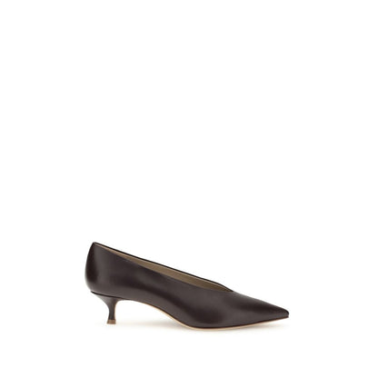 Brown Calf Leather Bos Taurus Mid Heel Pumps