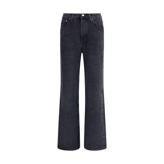 Black Recycled Cotton Straight-Leg Jeans