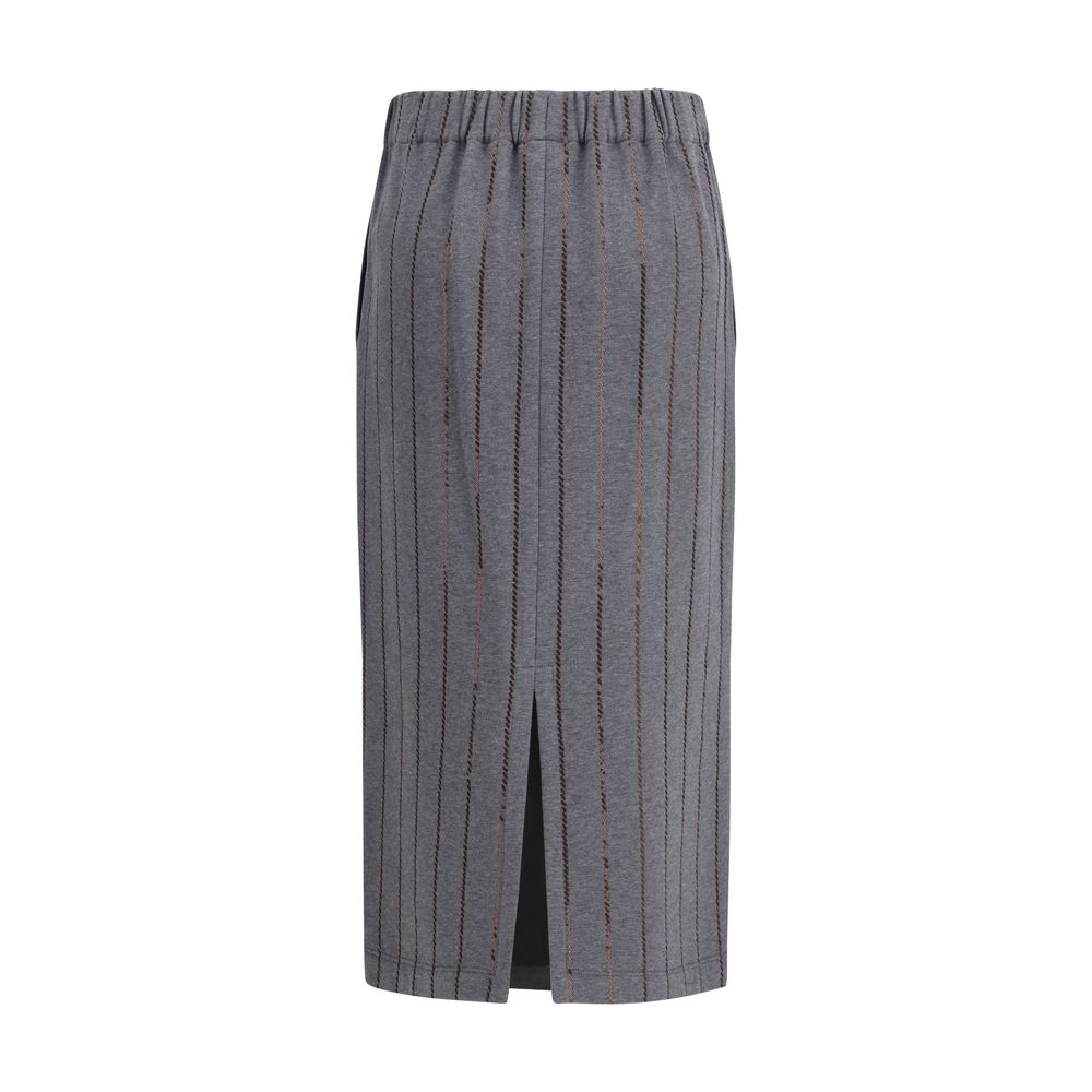 Gray Cotton Midi Skirt