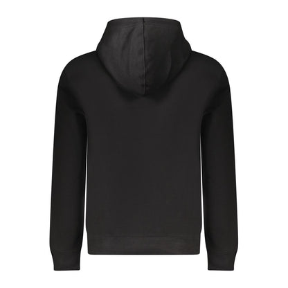 Black Cotton Men Sweatshirt Slim Fit Hooded