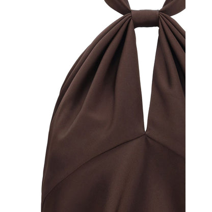 Brown Acetate Sleeveles T-Shirt
