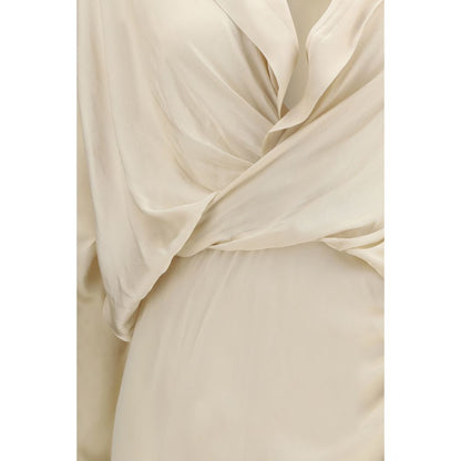 Beige Viscose Casual Dress