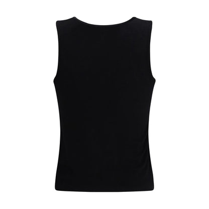 Black Cotton Sleeveles T-Shirt