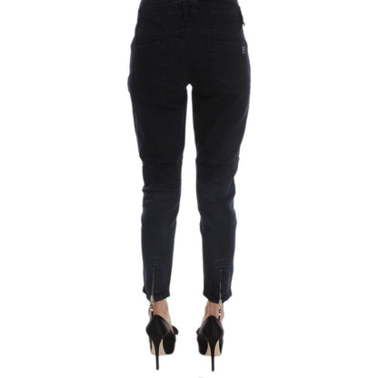 Black Cotton Cropped Jeans