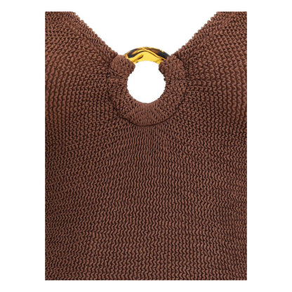 Brown Polyamide One-Piece Swimsuit