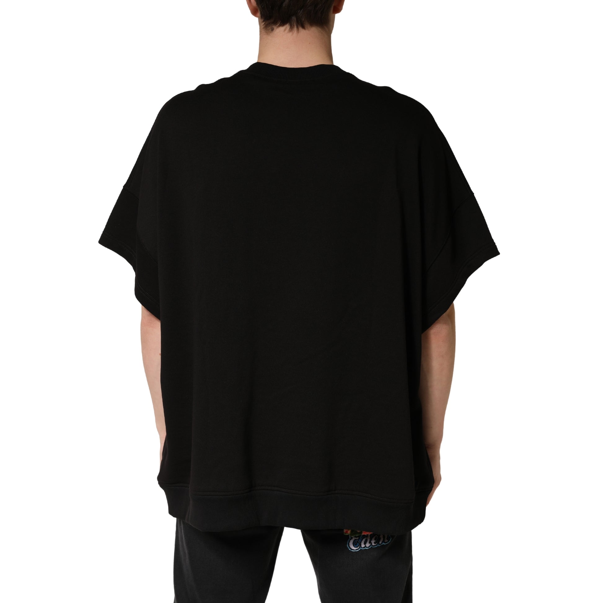 Black Cotton Crewneck Short Sleeve T-Shirt