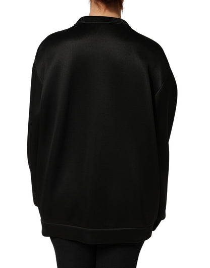 Black Embellished Logo Crystal Sweatshirt Top