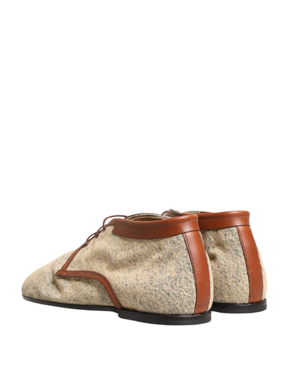 Denim Navajo Lace-Up Leather Dress Derby Shoes