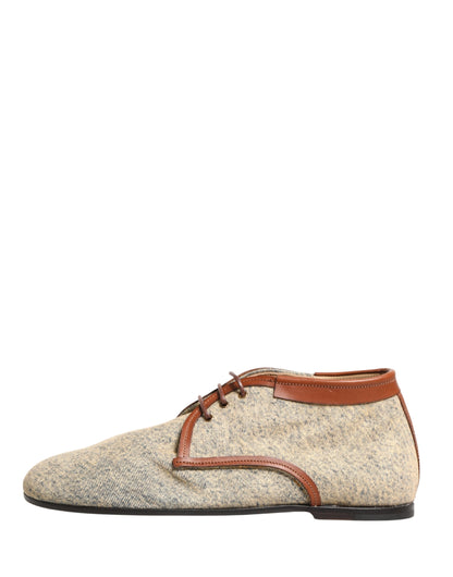 Denim Navajo Lace-Up Leather Dress Derby Shoes