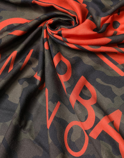 Green Camouflage Logo Cashmere 138cm x 137cm Men Scarf