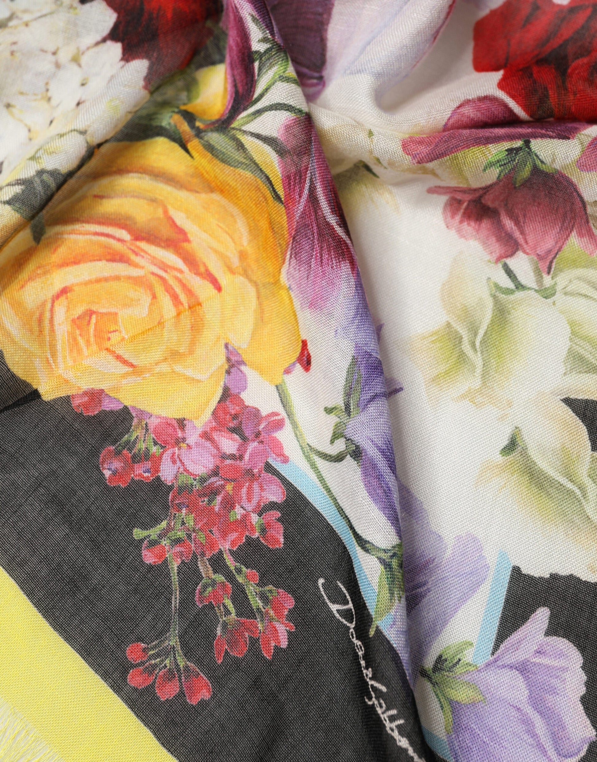 Multicolor Floral Square Stole 134.5cm x 134.5cm Scarf