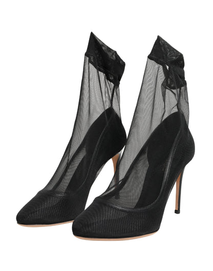 Black Nylon Stretch Mesh Sock Boots Shoes