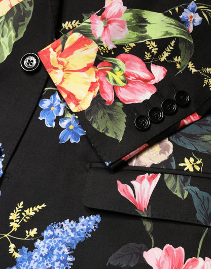 Black Floral Single Breasted MARTINI 2 Piece Suit