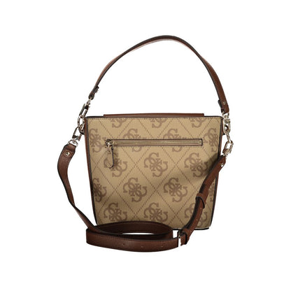 Brown Polyurethane Women's Handbag