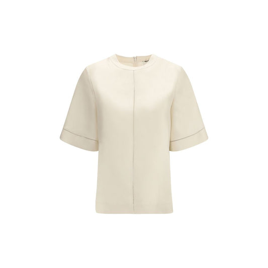 Beige Silk T-Shirt