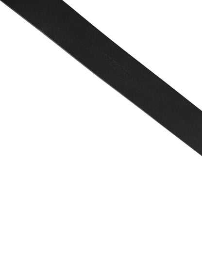 Black Calf Leather Gold Metal Buckle  Belt