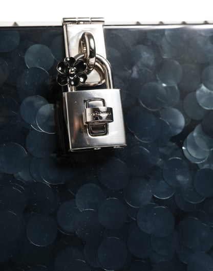 Black Acrylic Plexiglass Studded DOLCE BOX Clutch Bag