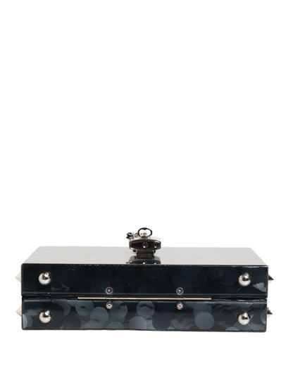Black Acrylic Plexiglass Studded DOLCE BOX Clutch Bag