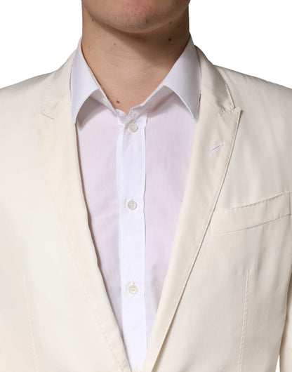 White Cotton Single Breasted Jacket Blazer