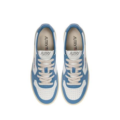 Blue Leather Low Top Sneakers