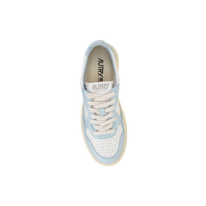Blue Leather Low Top Sneakers
