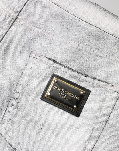 Light Gray Distressed Skinny Men Denim Jeans