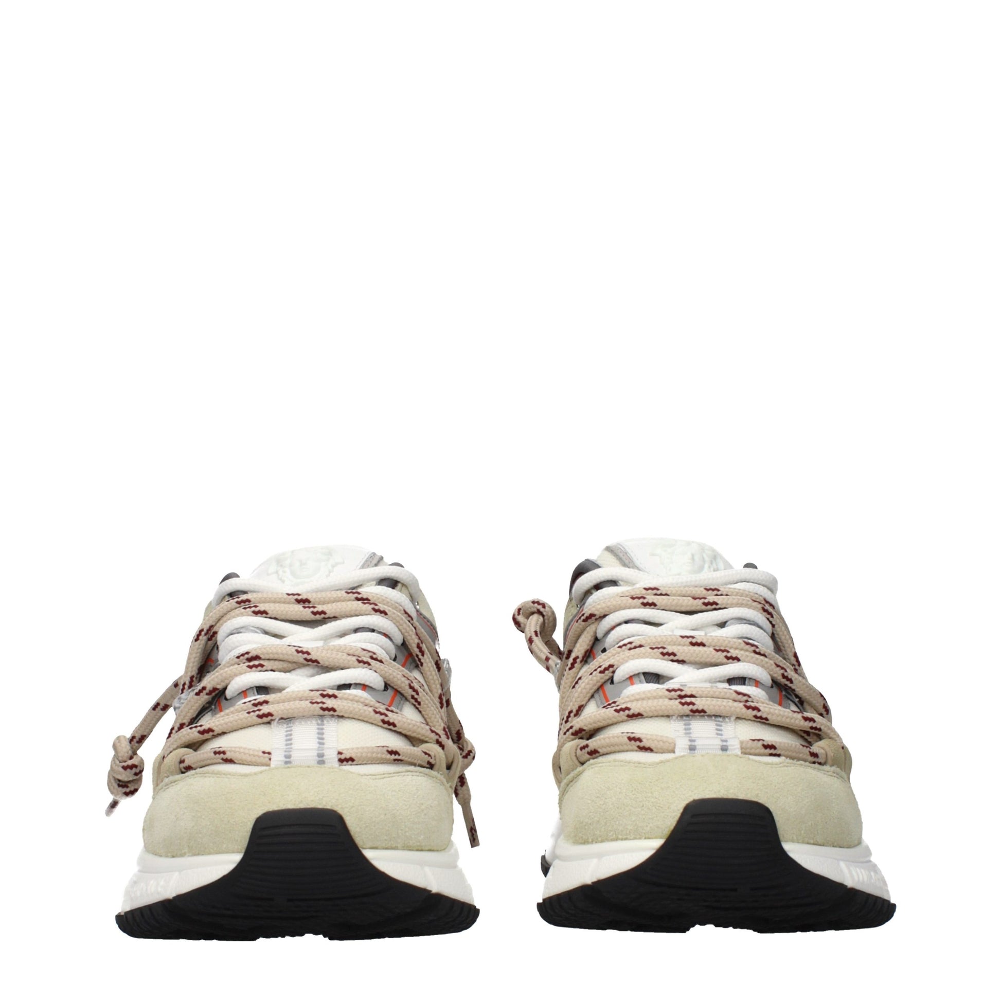 Beige Leather Chunky Sneakers