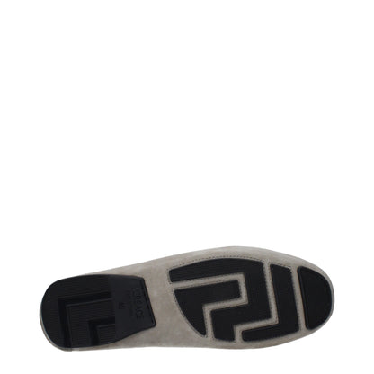 Gray Leather Slip-On Loafers