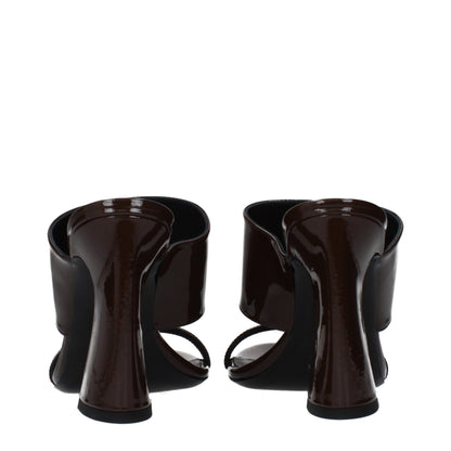 Brown Leather Stiletto Heel Sandals