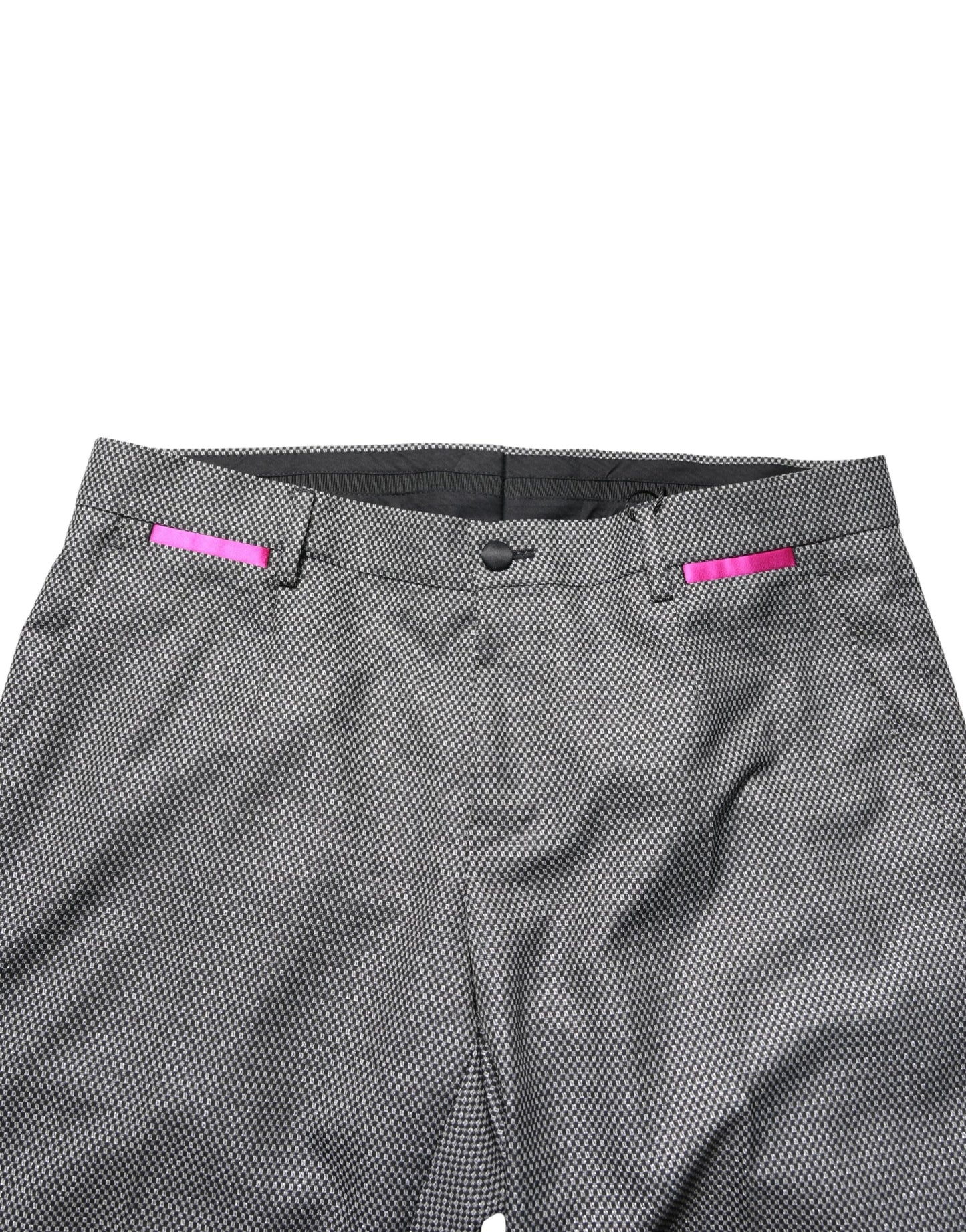 Gray Viscose Skinny Men Dress Trouser Pants