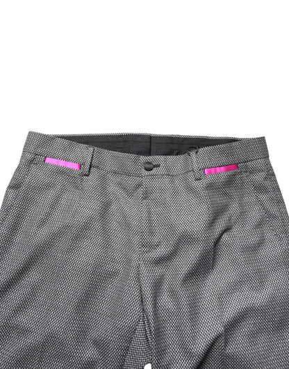 Gray Viscose Skinny Men Dress Trouser Pants