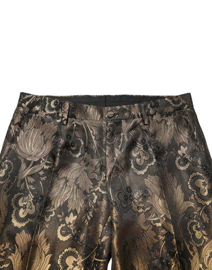 Gold Jacquard Dress Formal Men Trouser Pants