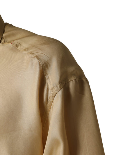 Yellow Silk Button Down Men Oversize Shirt