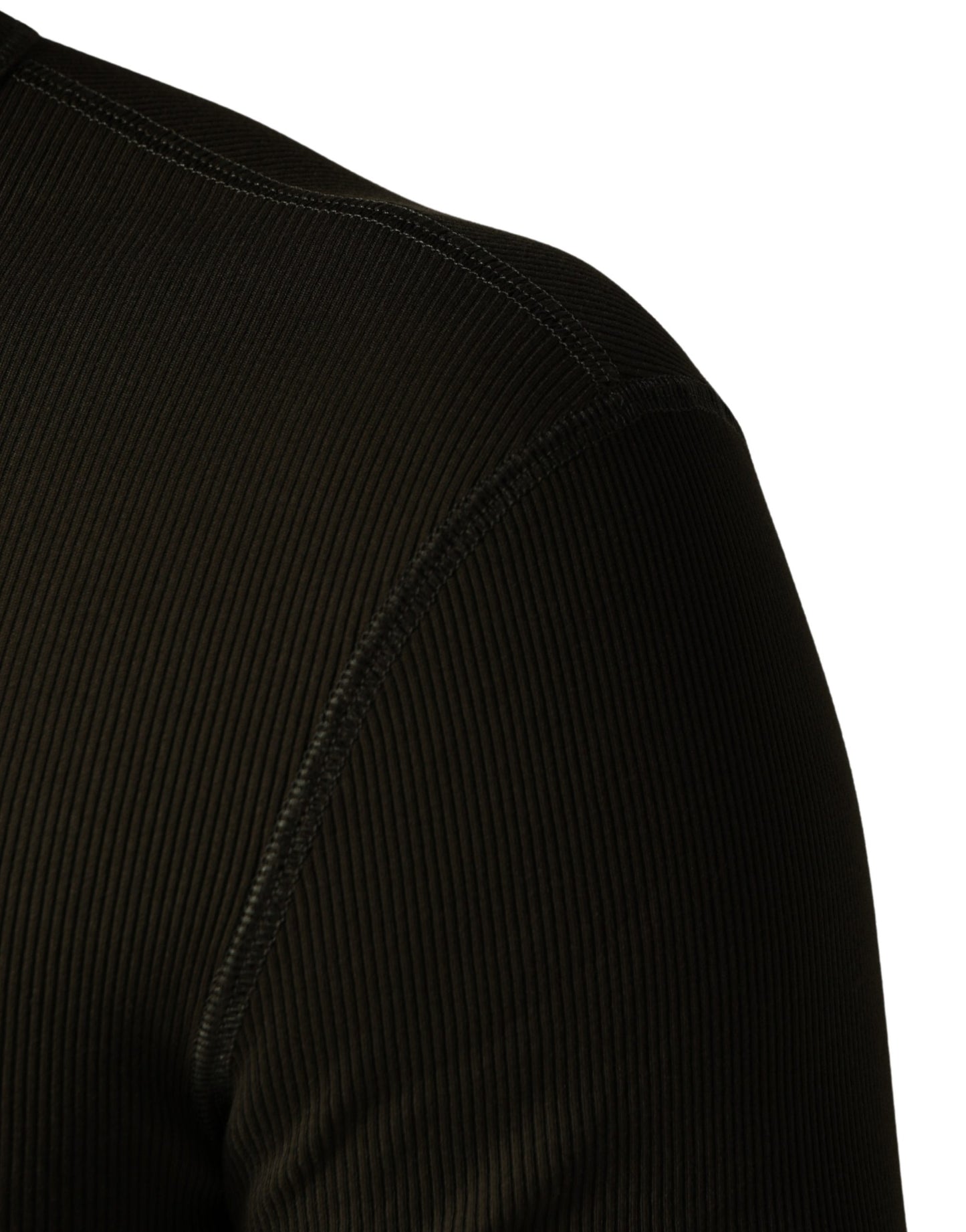 Brown Cotton Buttoned Henley Pullover Sweater