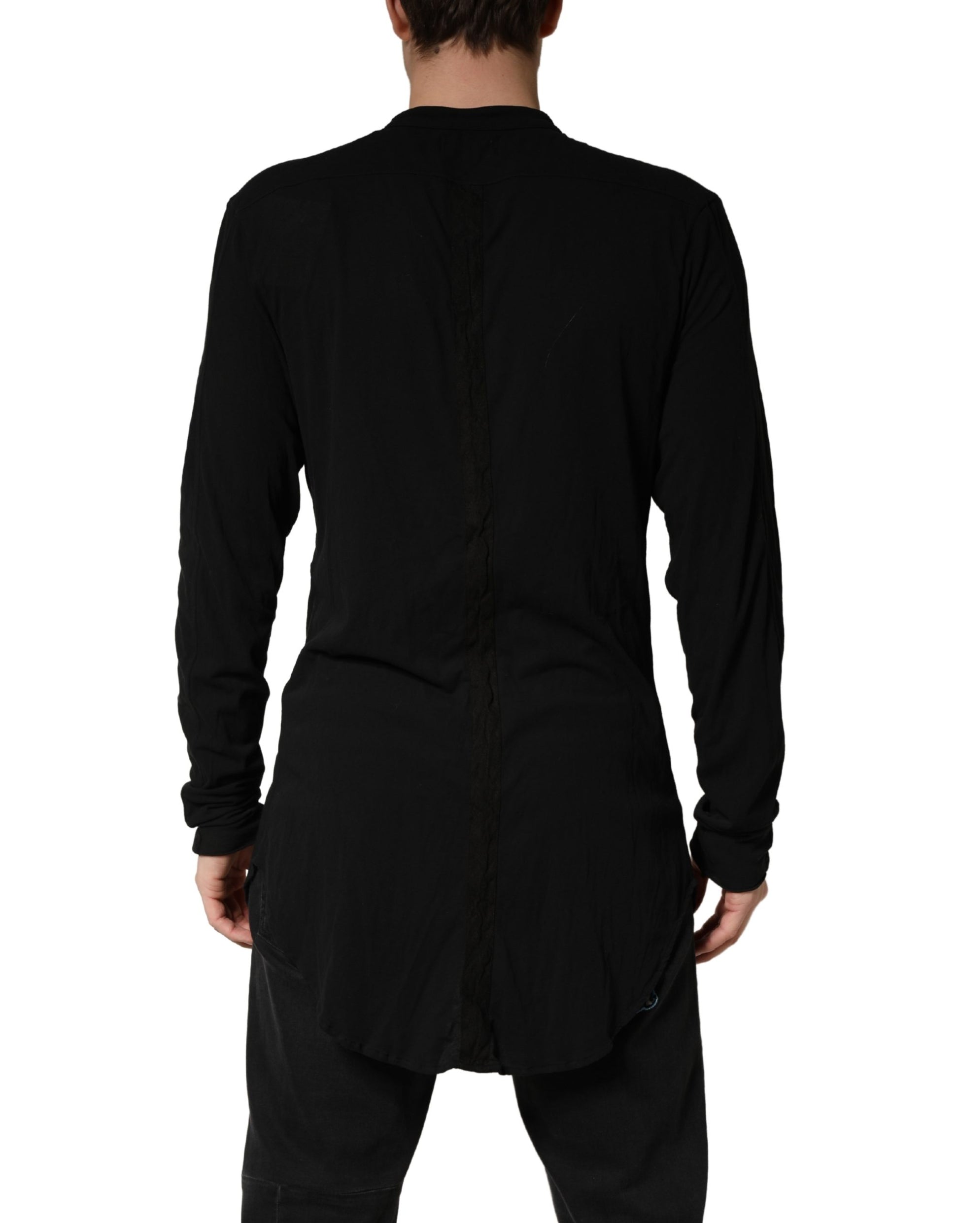 Black Button Down Long Sleeves Men Cardigan Sweater
