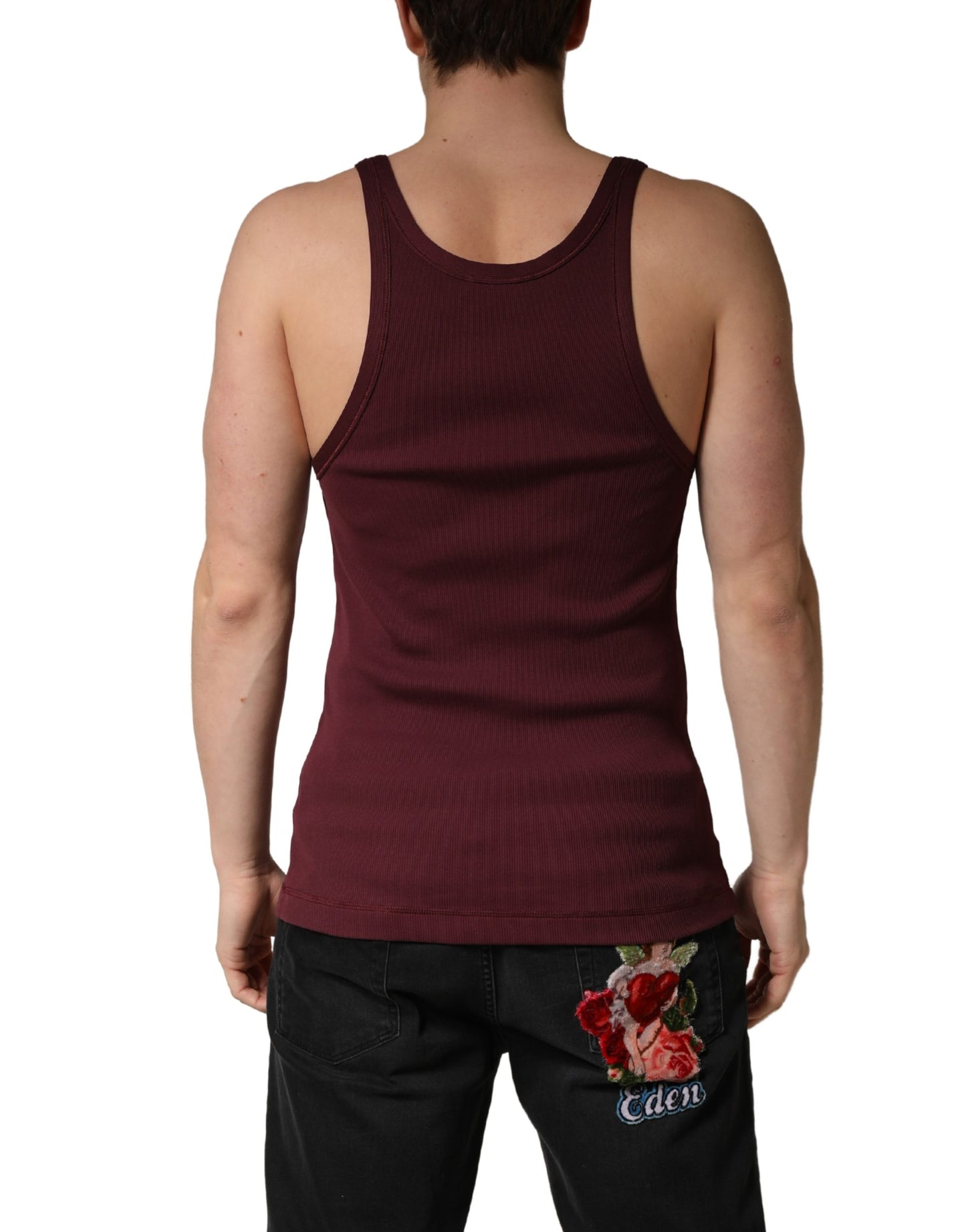 Maroon Sleeveless Round Neck Tank Top T-shirt