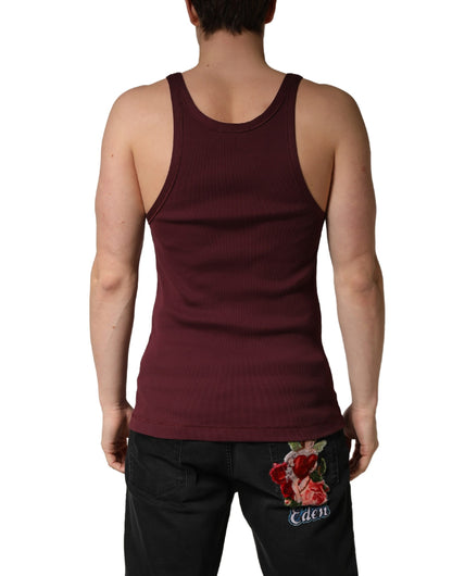 Maroon Sleeveless Round Neck Tank Top T-shirt