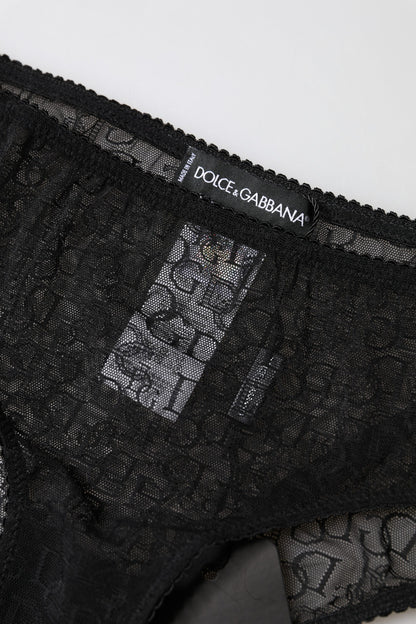 Black Nylon Stretch Mid Waist Brief Underwear