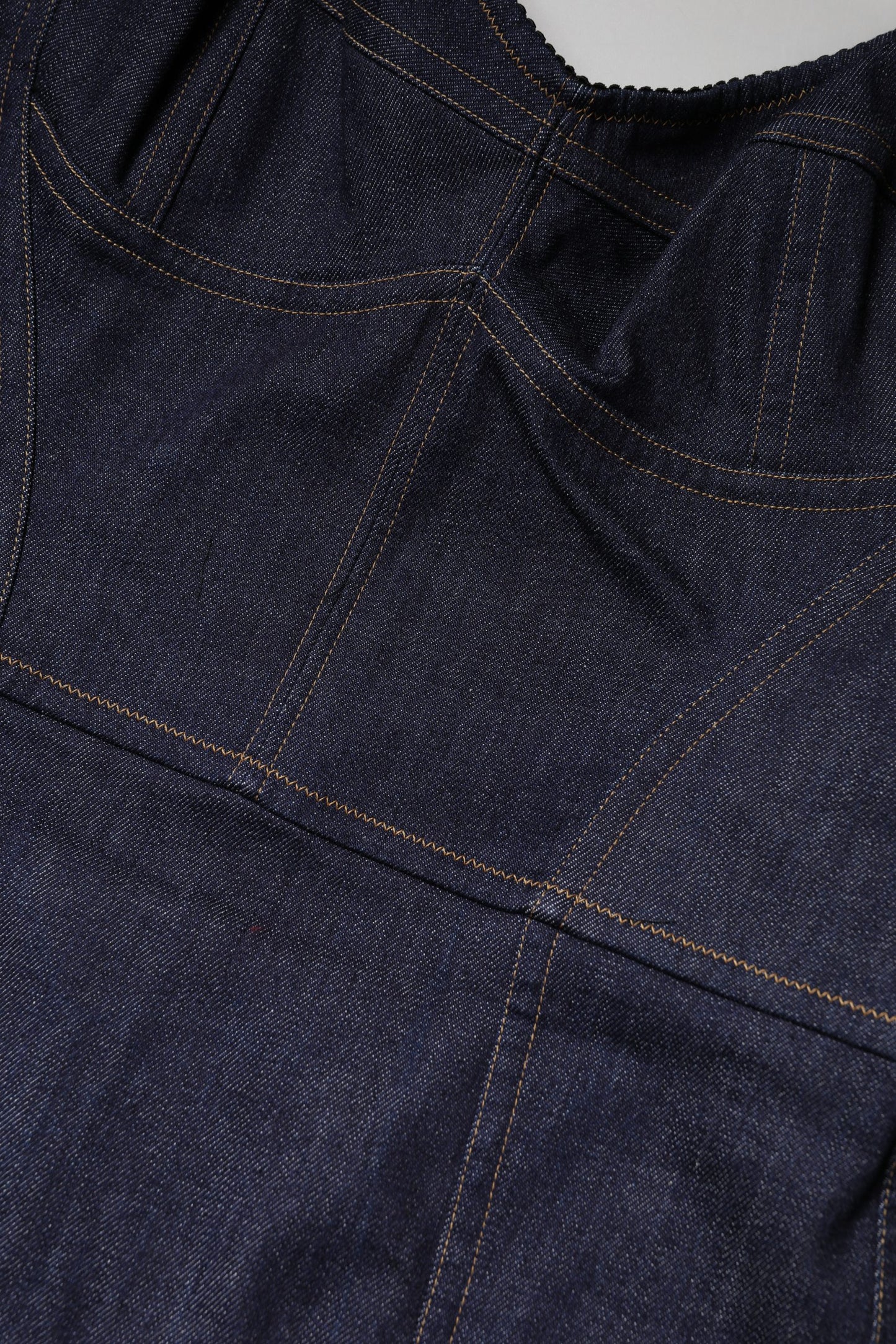 Dark Blue Cotton Denim Sheath Midi Dress