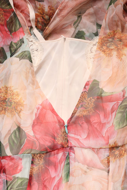 Multicolor Floral Silk Layered Maxi Dress