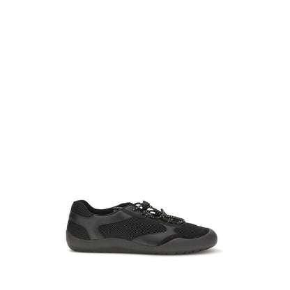 Black Polyester Athletic Sneakers