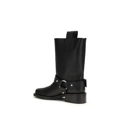 Black Calf Leather Bos Taurus Flat Boots